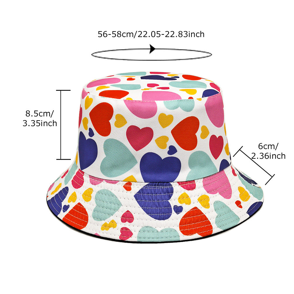 Love Pattern Bucket Hat Women's European And American Valentine's Day Printing