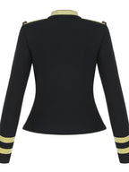Women's Slim Fit Sexy Gold Border British Style Top, Hot Selling Autumn And Winter New Navy Blue Style Jacket, Elegant And Sexy