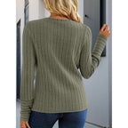 Women's 3 Pack Ribbed Knit Long Sleeve Shirts, Crew Neck Casual Stretch Tees, Basic Comfortable Tops