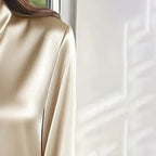 Women's Ribbon Detail Blouse, Lightweight Business Casual Shirt, Elegant Long Sleeve Office Work Top