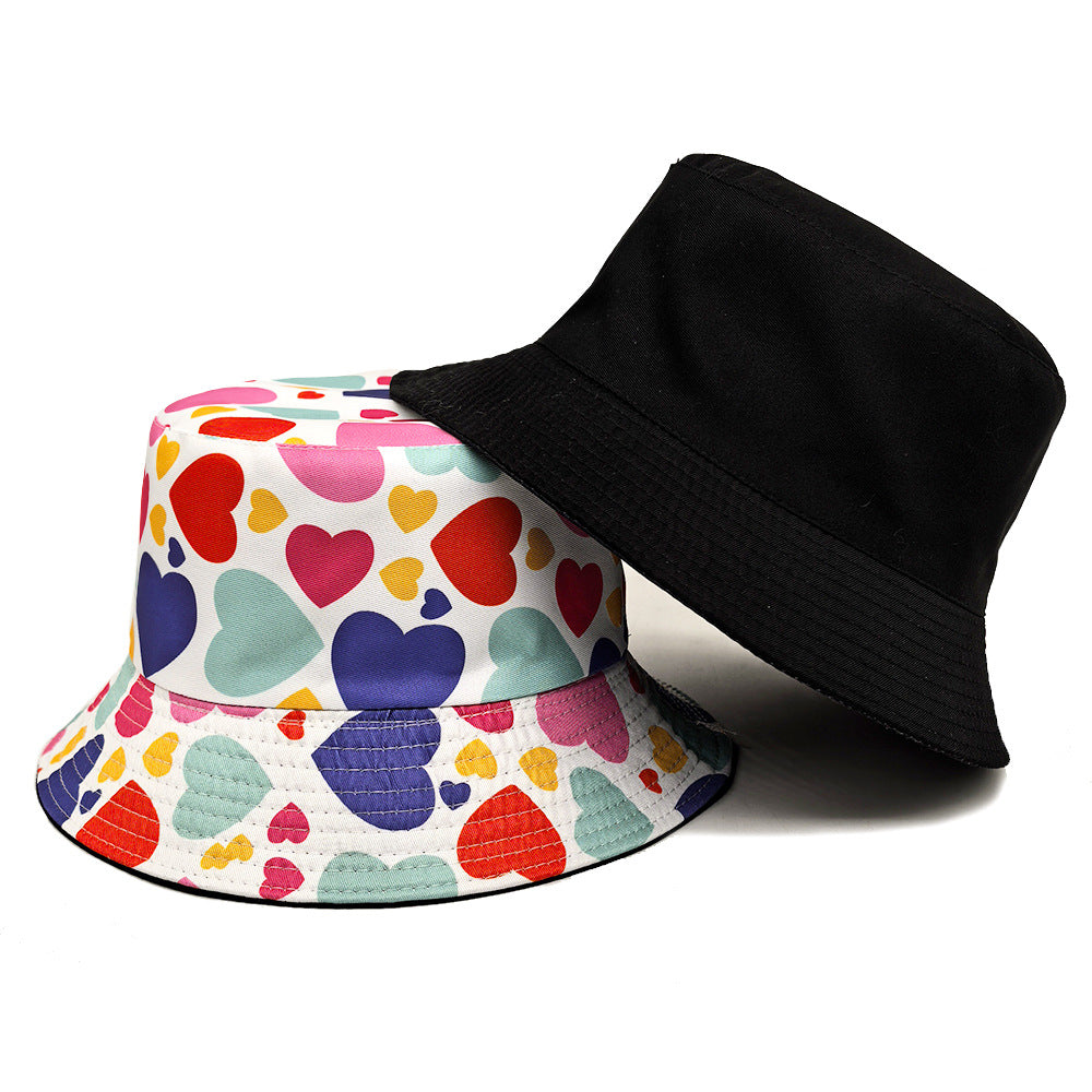 Love Pattern Bucket Hat Women's European And American Valentine's Day Printing