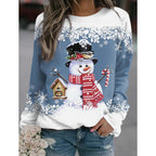 Snowman Printed Panel Loose Sweater