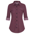 Plaid Pouch Button Cuff Comfort And Casual Printed Women's Shirt