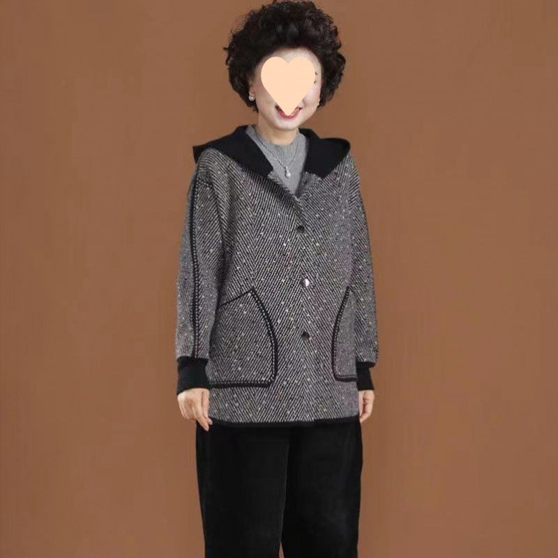 Middle-aged And Elderly Women Spring And Autumn Short Coat Plus Size Western Style Thin Top