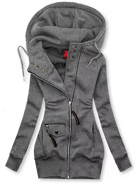 Stitched Drawstring Hooded Slim Fashion Jacket