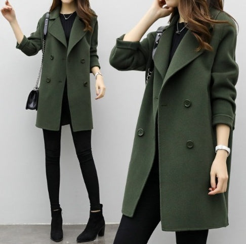 Double row new coat women's slim fit