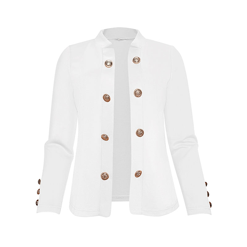 Plus Size Women's Solid Color Double Breasted Long Sleeve Top - Button Cuff Casual & Office Wear