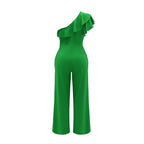 Women Summer Dressy Jumpsuits Sleeveless Ruffle One Shoulder Casual Wide Leg Pants Romper