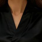 Women's Elegant V-Neck Blouse, Solid Color Shiny Finish Long Sleeve Dress Shirt For Office And Casual Wear