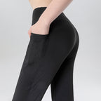 Ladies Mid Waist Abdominal-shaping Slimming Cropped Pants Casual Pocket Bootcut Trousers