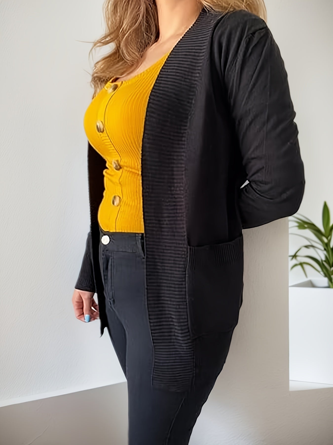 2025 Women's New Cardigan, Solid Color Knitted Jacket, Casual Lightweight Cardigan With Pockets, Fashionable Top For Streetwear Women