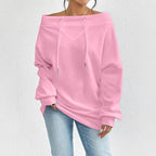 Women's Loose Casual Drawstring Off-the-shoulder Off-shoulder Top