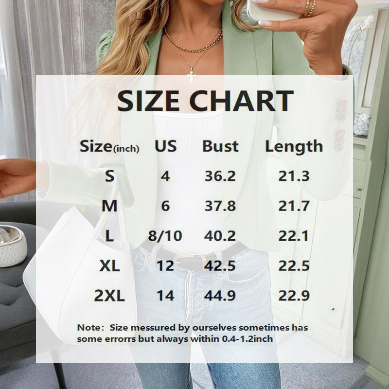 Women's Lapel Casual Sport Jacket Long Sleeve Button Front Blazer, Solid Color Jacket For Spring & Fall