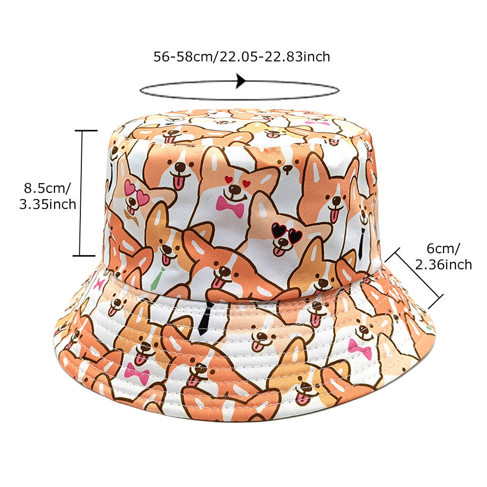 Puppy Pattern Bucket Hat Cartoon Double-sided Wearing Sunshade