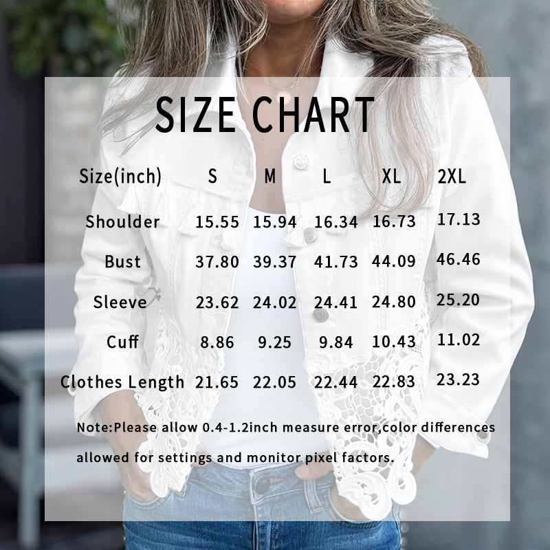Women's Lace Hollow Out Jacket - Chic Long Sleeve Button Down Shirt With Tassel Details