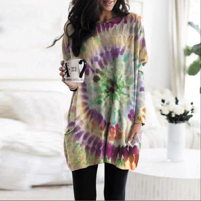 Women's Printed Spiral Batwing Sleeve Sweatshirt