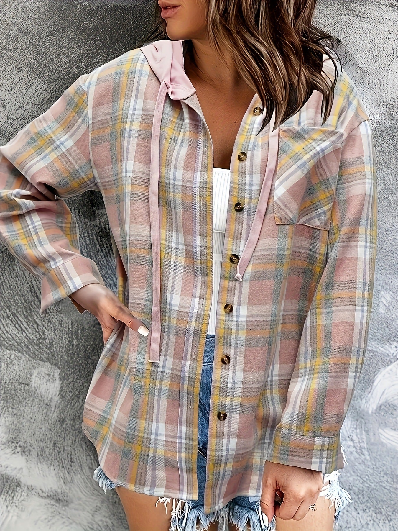 Hooded Breasted Casual Shirt Pullover