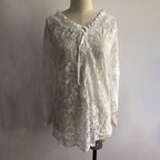 Women's Floral Embroidered Mesh Lace Blouse, Long Sleeve Boho Top, Casual Dressy Shirt