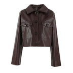 New Loose Slimming Locomotive Style Fashion Leather Coat