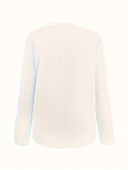 Women's Asymmetric Collar Buckle Solid Color Casual Long Sleeves Top