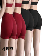 4-Pack Workout Yoga Shorts High-Waiste  Booty-Lifting Gym & Running