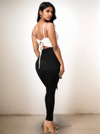 Versatile Women's High Waisted Elastic Ripped Tight Jeans, High-quality, Easy To Fit, Comfortable And Fashionable - Street Style Sexy Basic Jeans, Women's Jeans And Clothing