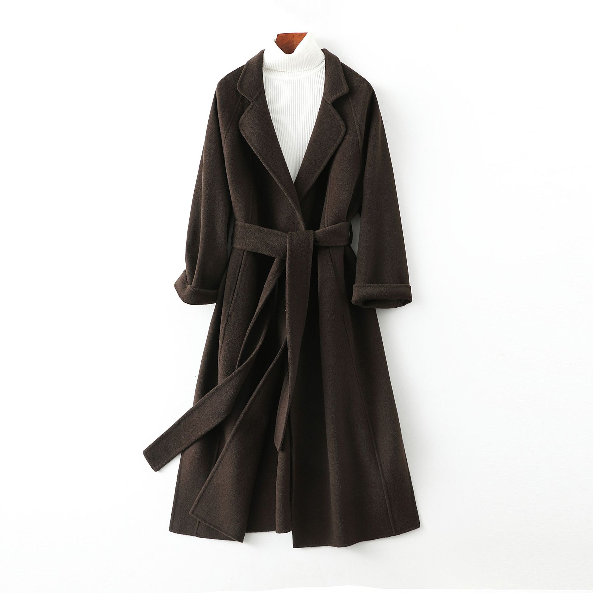 Reversible Cashmere Coat Women's Mid-length Loose Over Knee Coat