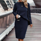 Women's Two Piece Set - Pullover Sweater & Bodycon Skirt Cozy Outfit
