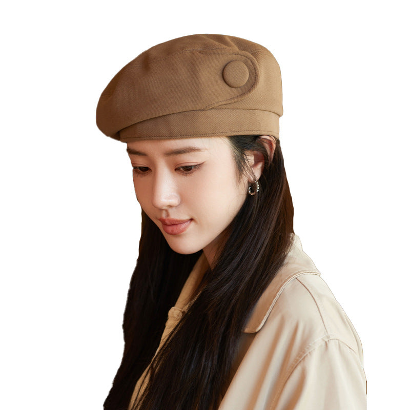 High-grade Buttons Make Your Face Look Smaller In Autumn And Winter Beret