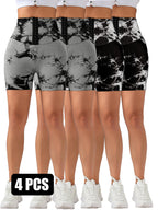 4 Pack Push Up Seamless Running Yoga Top For Women Sportswear Gym Fitness Sets 3-ROW HOOK Seamless Tie Dye Tummy Control Leggings