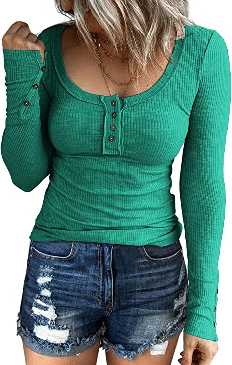 Women's Button Vest Color V-neck Long Sleeve Top