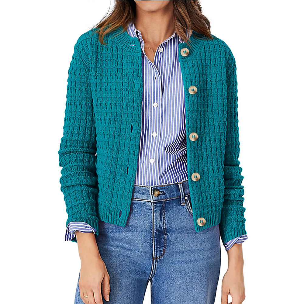 Women's Solid Color Commute Knitted Cardigan Casual Sweater Coat