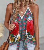 Open Shoulder Casual Vest With Front Placket