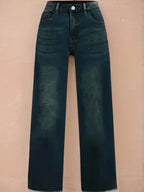 2025 Women's Denim Pants, Wide Leg Jeans, With Built-in Zipper Closure