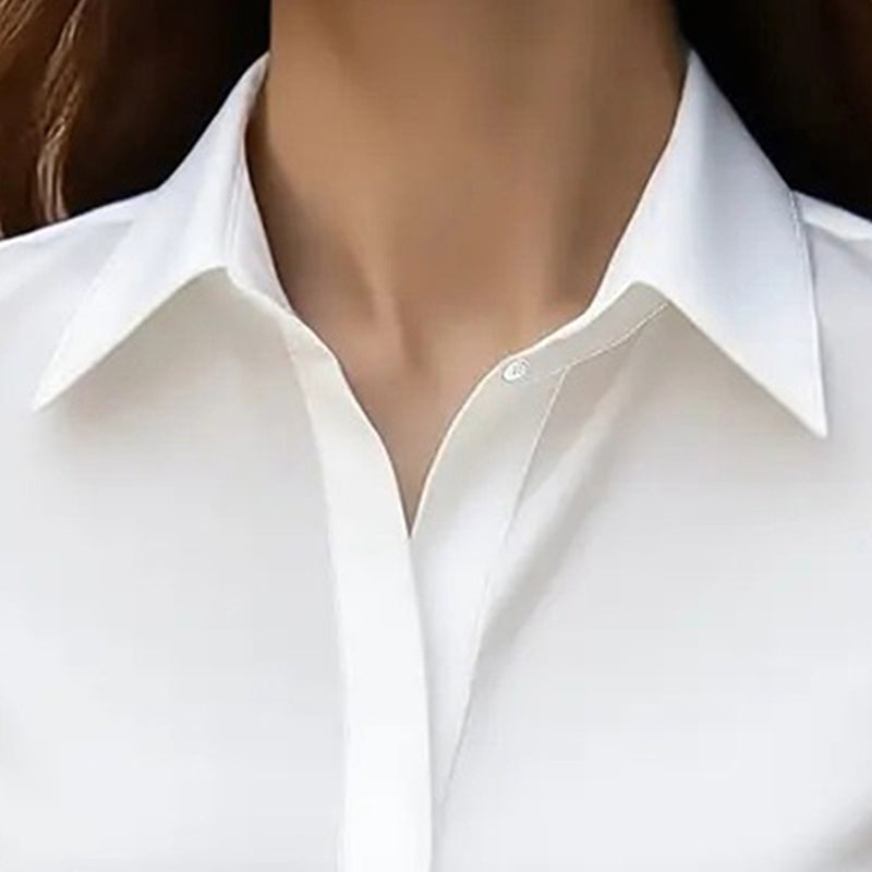 Women's Long Sleeve Satin Blouse, V Neck Loose Fit Tunic Top For Business Casual Office Fall