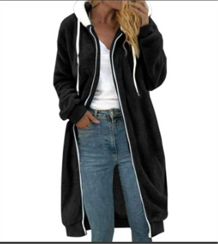 Women's Thick Mid-length Double-sided Plush Fur Hooded Coat Overcoat