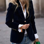 Women's Solid Color Notch Lapel Blazer - Slim Fit Long Sleeve Formal Jacket, Autumn&Winter Elegant Office Wear