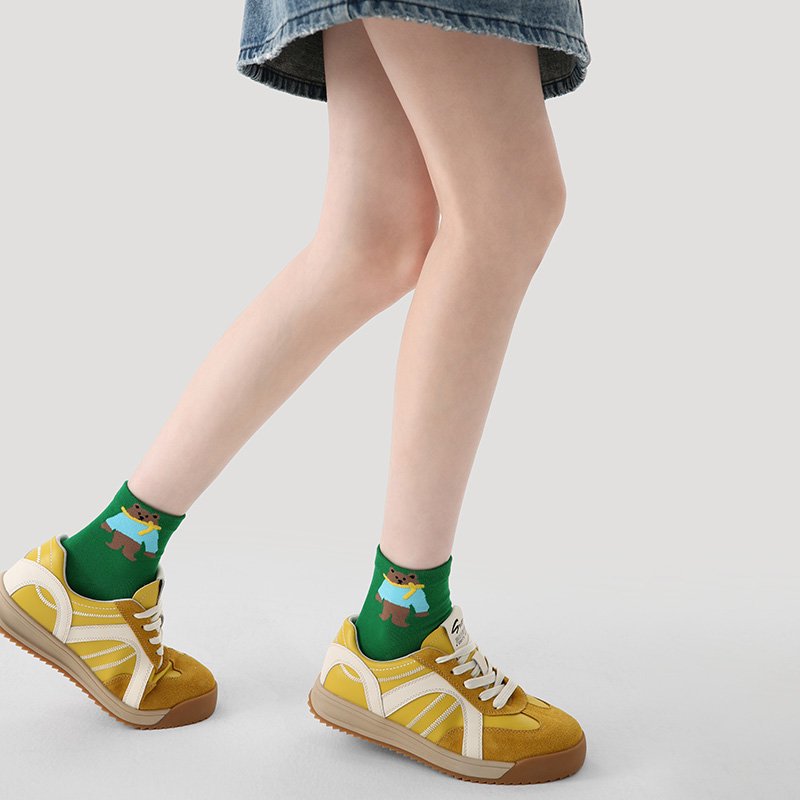 Renaissance Women's Short Socks 3-Pair Set Spring Summer Cartoon Low-Cut Boat Socks Instagram-Worthy Cute Minimalist Versatile Style For Girls