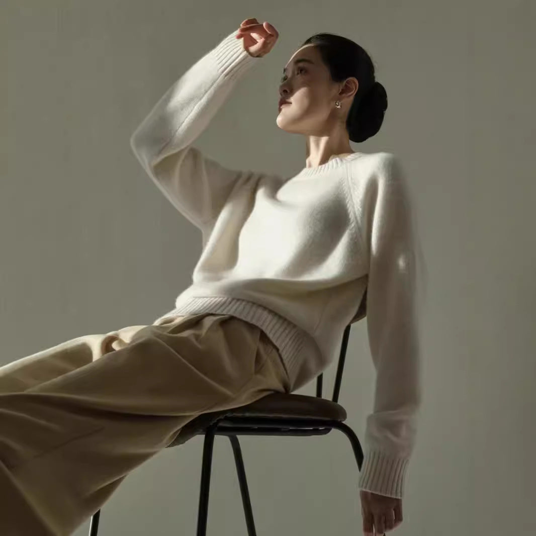 Pure Wool Soft Glutinous Thick Loose-fitting Pullover Base Sweater