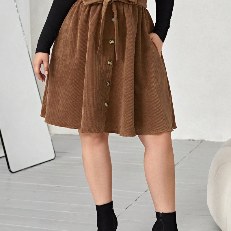 Women's Polyester Umbrella Skirt Retro Slimming High Waist Casual