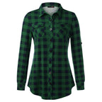 Plaid Pouch Button Cuff Comfort And Casual Printed Women's Shirt