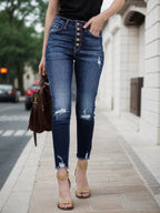 2024 Autumn New Women's Super Elastic Tear High Waist And Hip Lifting Tight Jeans, Fashionable And Comfortable, Classic Denim Women's Pants, Suitable For Daily Wear, Casual Occasions, And Fashionable