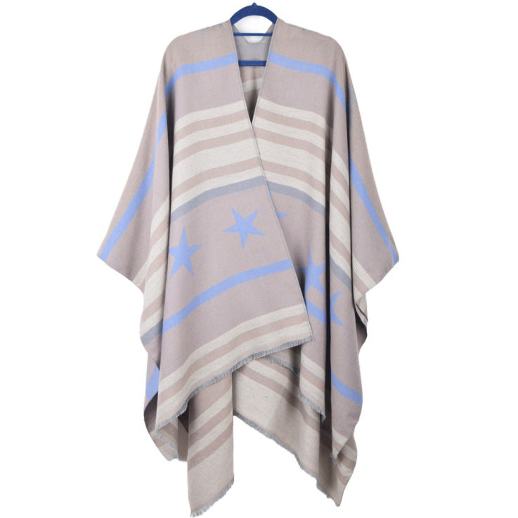 Cashmere Cape Split Shawl Air Conditioning Blanket