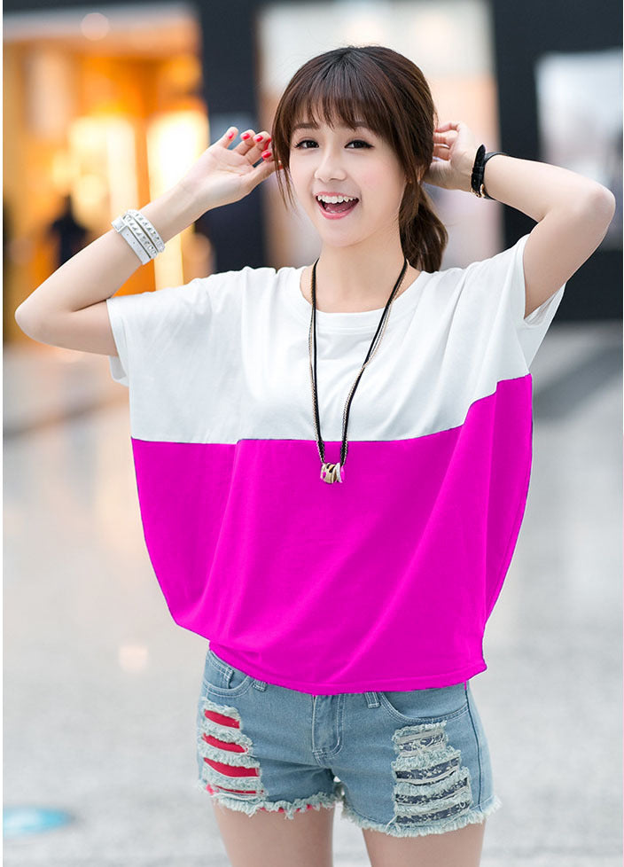 Loose-fitting Batwing Sleeve Shirt Student Women's Short Sleeve
