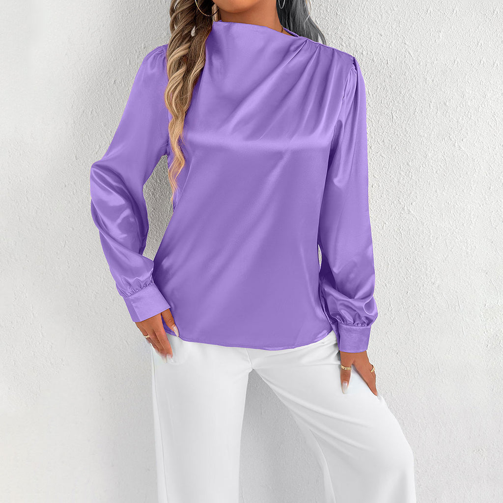 Satin Shirt Foreign Trade Shirt Light Transparent Satin Top