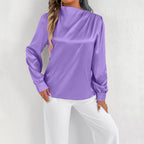 Satin Shirt Foreign Trade Shirt Light Transparent Satin Top
