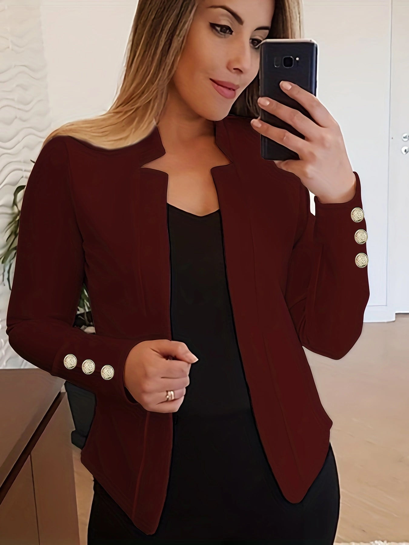 Solid color casual professional blazer