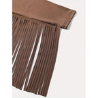 Women's Western Cowgirl Off-Shoulder Fringe Top, Sexy Slim Fitted Long Sleeve Tassel Blouse