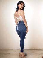 Versatile Women's High Waisted Elastic Ripped Tight Jeans, High-quality, Easy To Fit, Comfortable And Fashionable - Street Style Sexy Basic Jeans, Women's Jeans And Clothing