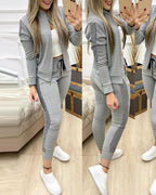 Casual Zipper Stitching Plaid Suit Women's Suit
